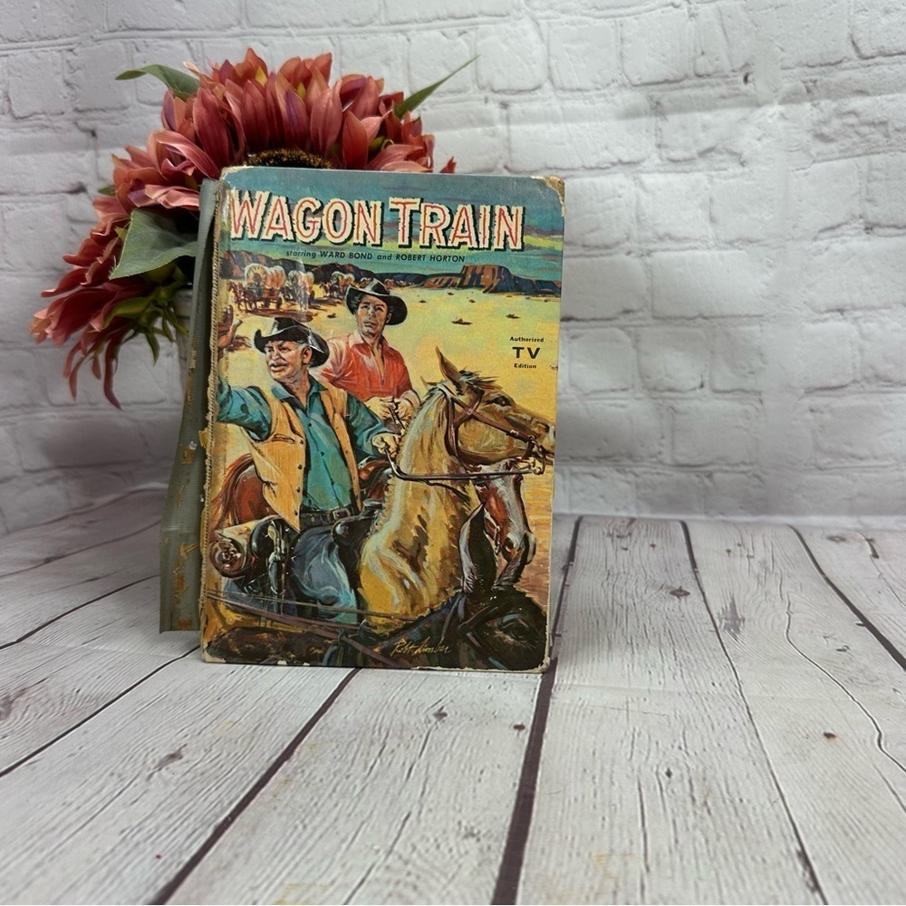 Vintage 1959 Wagon Train hard cover Book by troy nesbit western cowboy